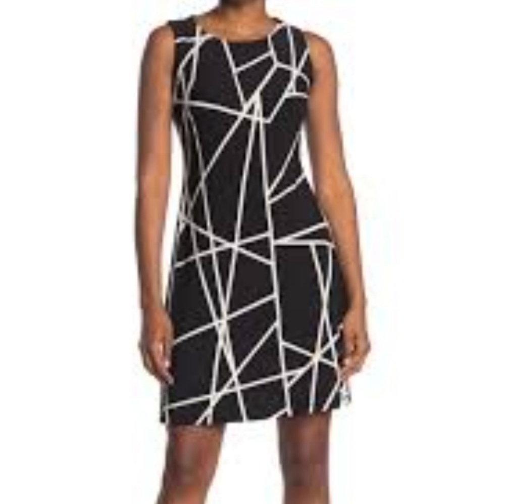 Tommy Hilfiger Sleeveless A line Black & White Dress Size 8